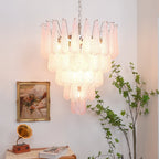Modern Murano Pink Glass Dewdrop Chandelier product image