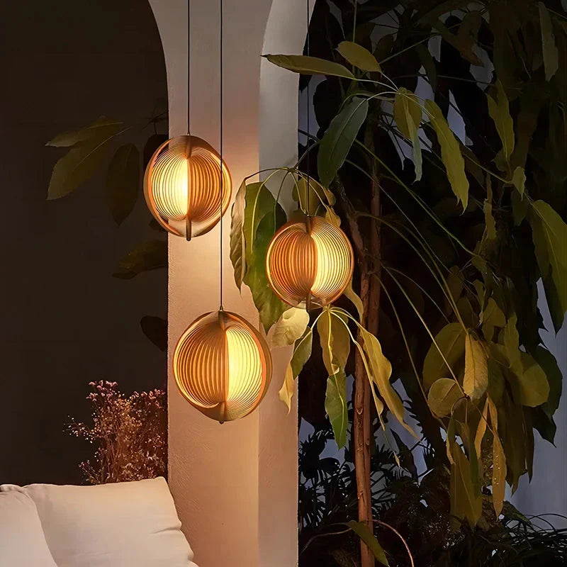 Nia Wood Staircase Chandelier for high ceiling staircase and foyer lighting