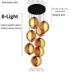 Nia Wood Staircase Chandelier for high ceiling staircase and foyer lighting