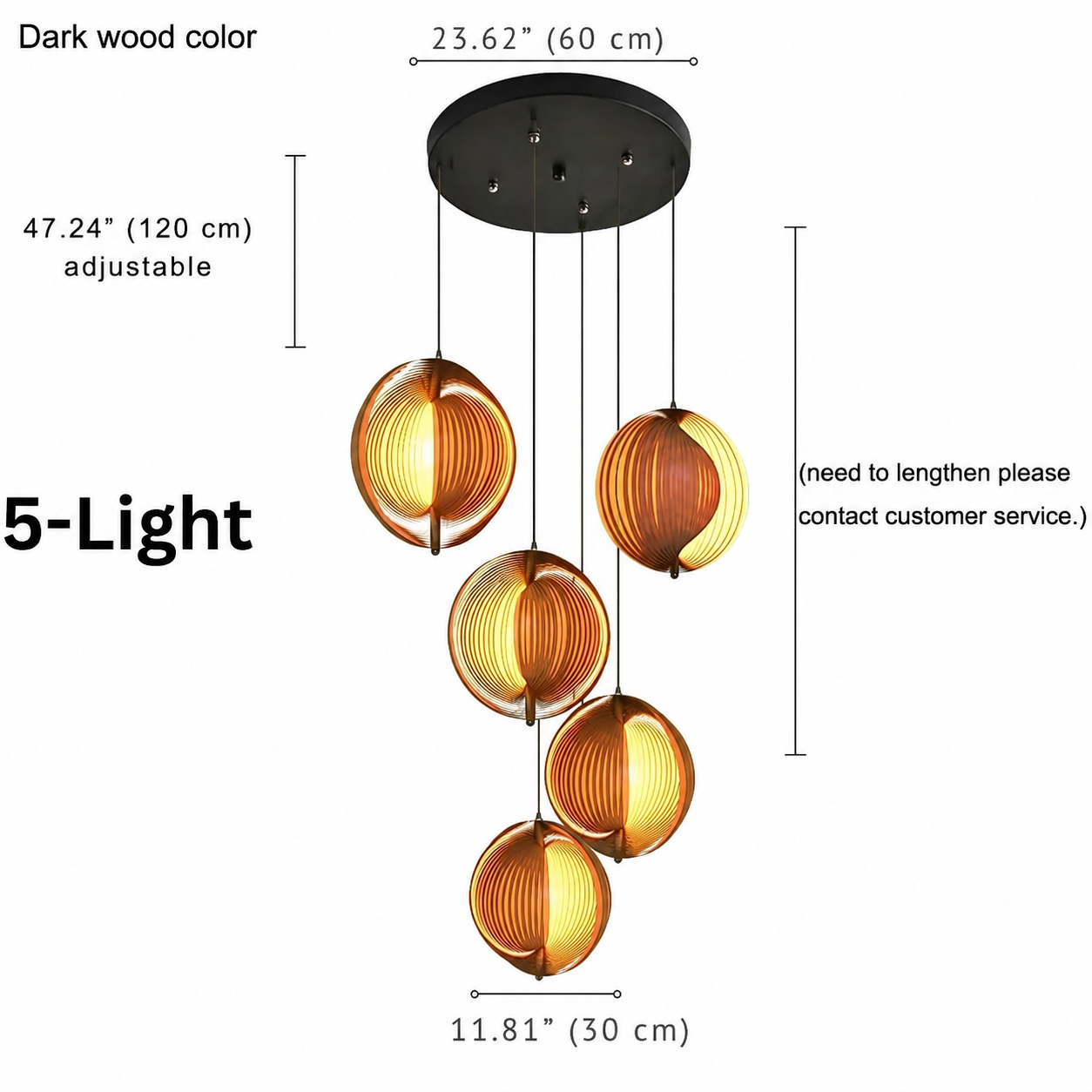 Nia Wood Staircase Chandelier for high ceiling staircase and foyer lighting