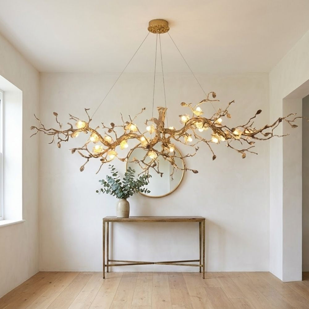 Mona Crystal Flower Branch Chandelier for Staircase material and finish detail