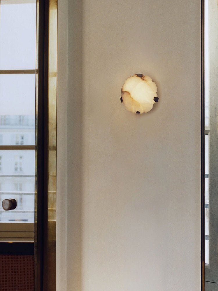 Noema Alabaster Wall Sconce by Bling Lighting Studio