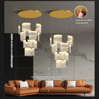 Nordic Ceiling Stair Chandelier Gold/Black for high ceiling staircase and foyer lighting