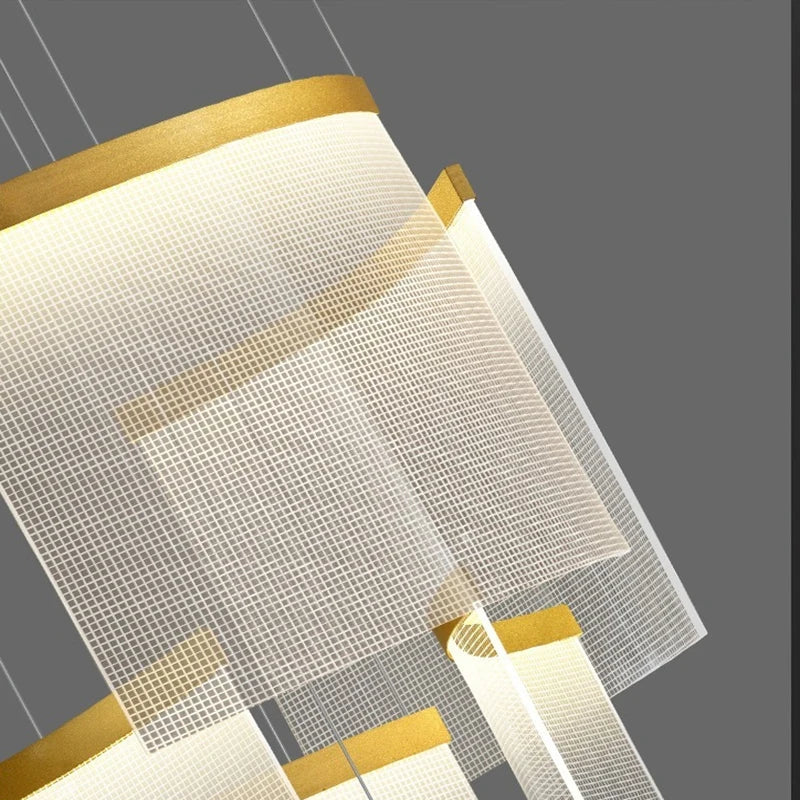 Nordic Ceiling Stair Chandelier Gold/Black for high ceiling staircase and foyer lighting