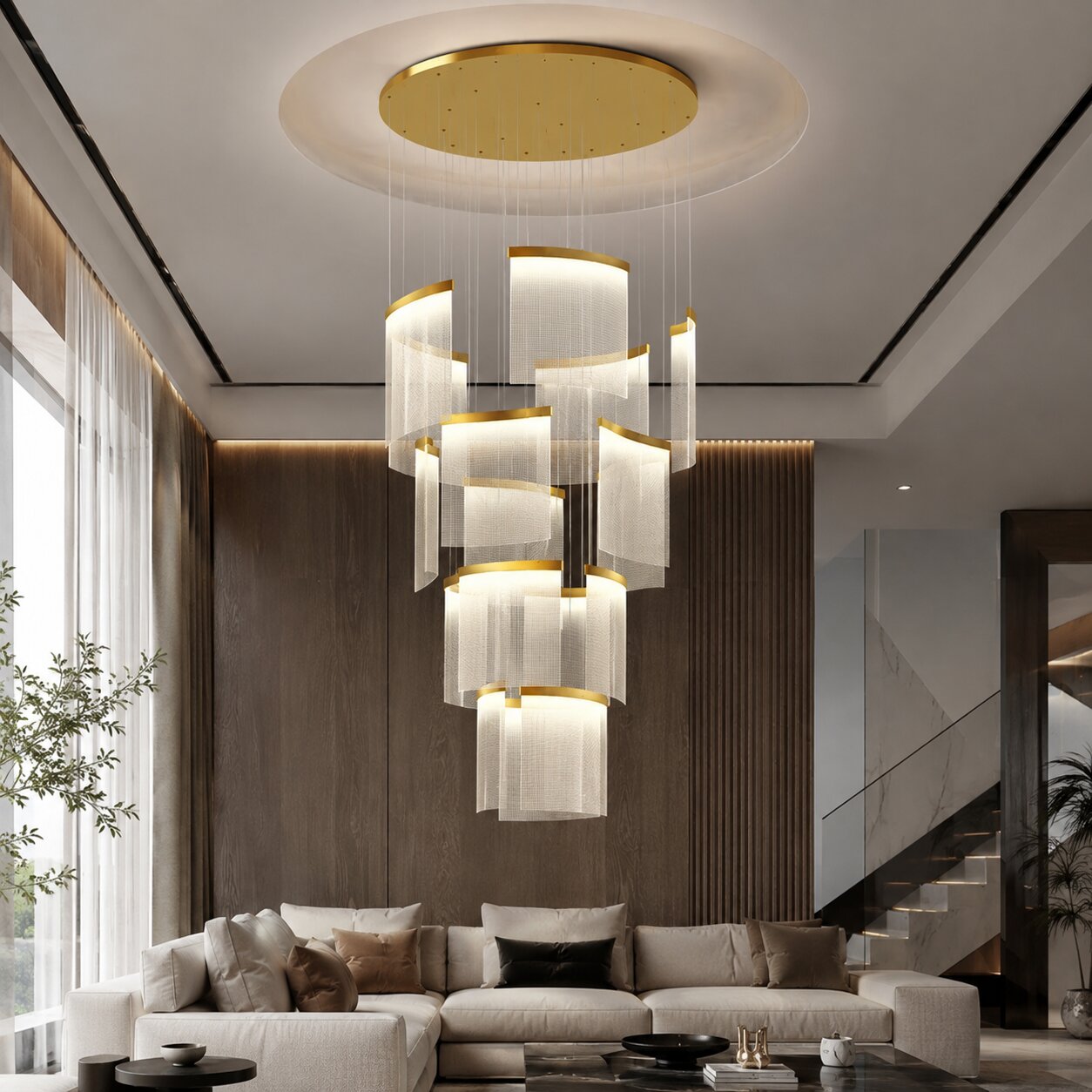 Nordic Ceiling Stair Chandelier Gold/Black