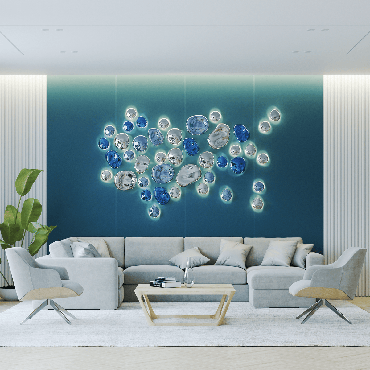 Nuggets Wall Lamp chandelier in a tall interior
