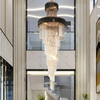 Olivia Crystal Modern Stair Chandelier for high ceiling staircase and foyer lighting