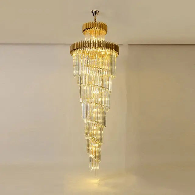 Olivia Crystal Modern Stair Chandelier for high ceiling staircase and foyer lighting