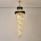 Olivia Crystal Modern Stair Chandelier for high ceiling staircase and foyer lighting
