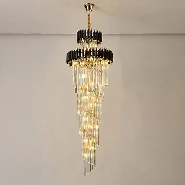 Olivia Crystal Modern Stair Chandelier for high ceiling staircase and foyer lighting