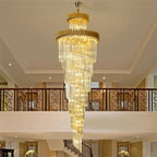 Olivia Crystal Modern Stair Chandelier for high ceiling staircase and foyer lighting