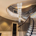 Oly Crystal Staircase Chandelier for high ceiling staircase and foyer lighting