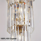 Oly Crystal Staircase Chandelier for high ceiling staircase and foyer lighting