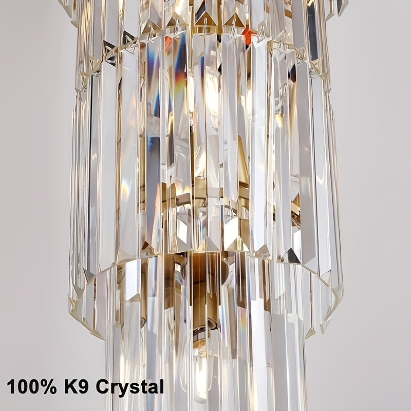Oly Crystal Staircase Chandelier for high ceiling staircase and foyer lighting