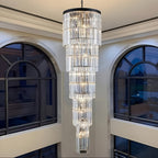 Oly Crystal Staircase Chandelier for high ceiling staircase and foyer lighting