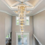 Oly Crystal Staircase Chandelier for high ceiling staircase and foyer lighting