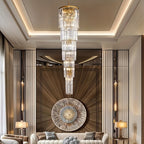 Oly Crystal Staircase Chandelier for high ceiling staircase and foyer lighting