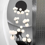 Opal Globe Staircase Pendant Light for high ceiling staircase and foyer lighting
