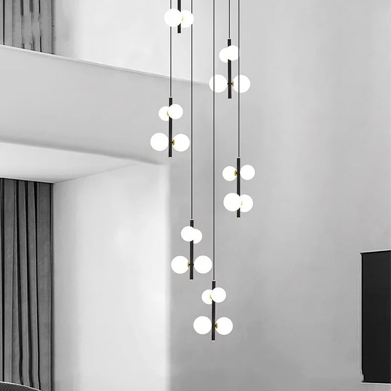 Opal Globe Staircase Pendant Light for high ceiling staircase and foyer lighting