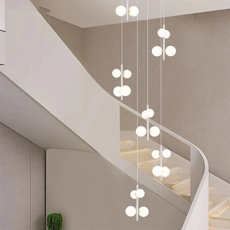 Opal Globe Staircase Pendant Light for high ceiling staircase and foyer lighting