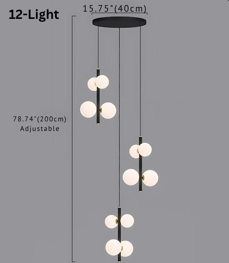Opal Globe Staircase Pendant Light for high ceiling staircase and foyer lighting