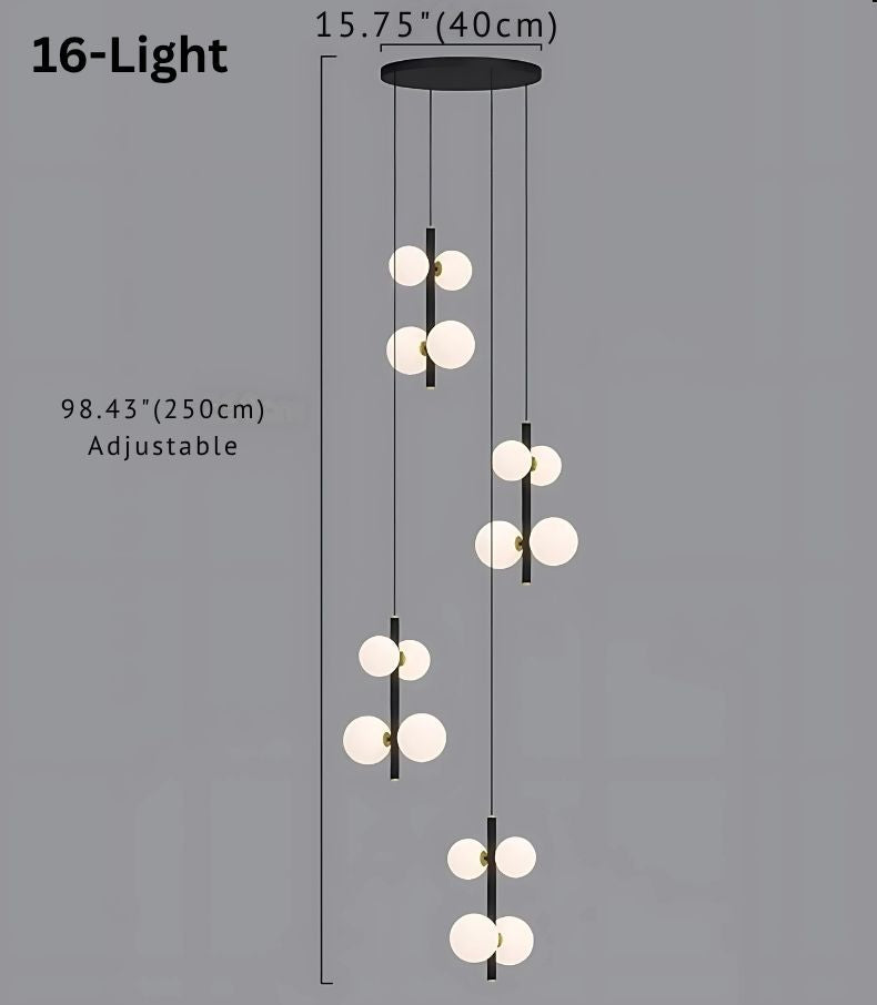 Opal Globe Staircase Pendant Light for high ceiling staircase and foyer lighting