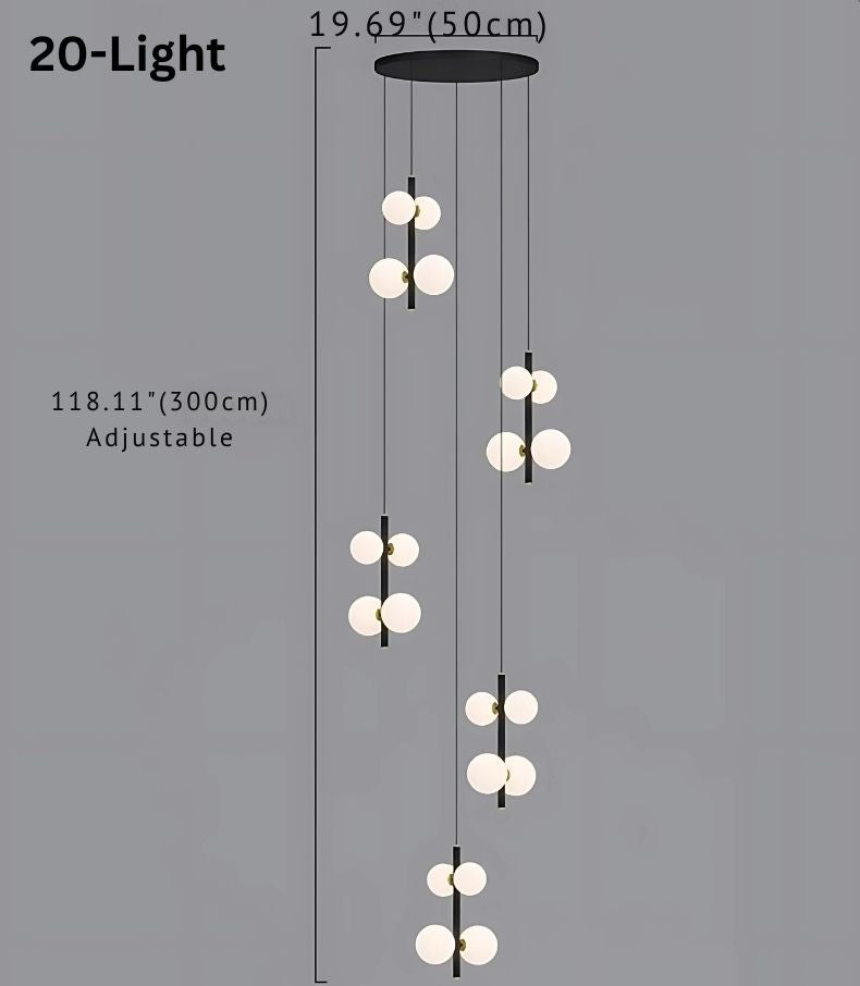 Opal Globe Staircase Pendant Light for high ceiling staircase and foyer lighting