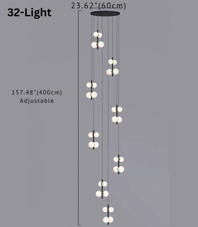 Opal Globe Staircase Pendant Light for high ceiling staircase and foyer lighting