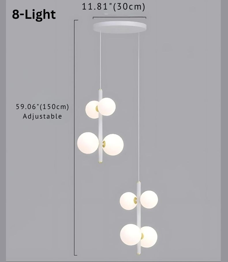 Opal Globe Staircase Pendant Light for high ceiling staircase and foyer lighting