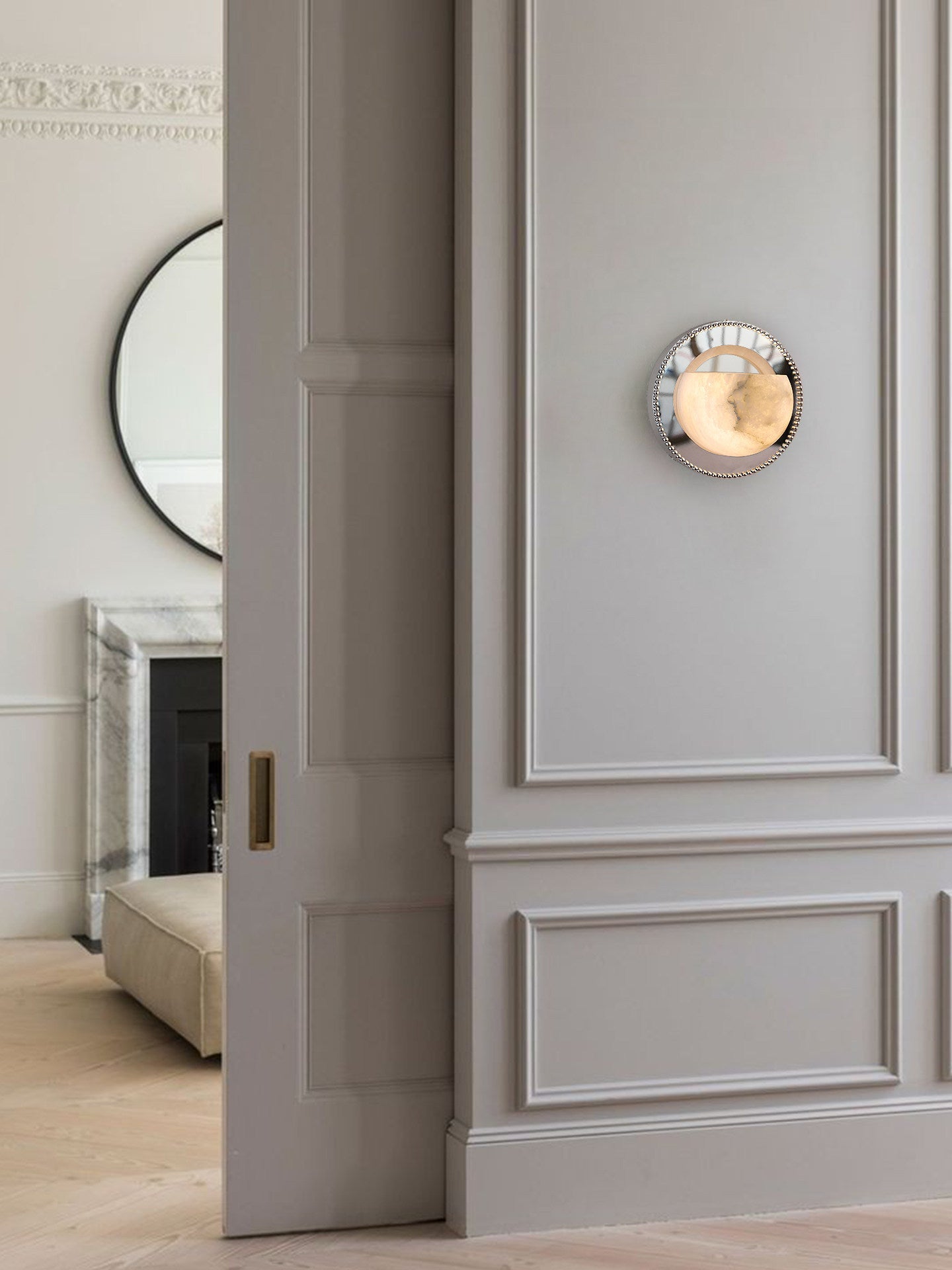 Orbit Pearl Alabaster Wall Light by Bling Lighting Studio