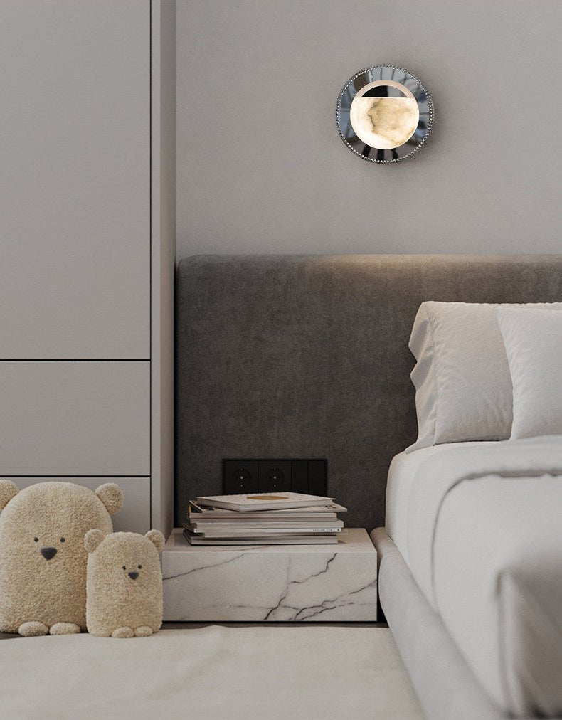 Orbit Pearl Alabaster Wall Light by Bling Lighting Studio