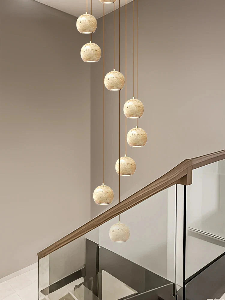 Orva Multi Globe Pendant Light for high ceiling staircase and foyer lighting