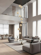 Orva Multi Globe Pendant Light for high ceiling staircase and foyer lighting