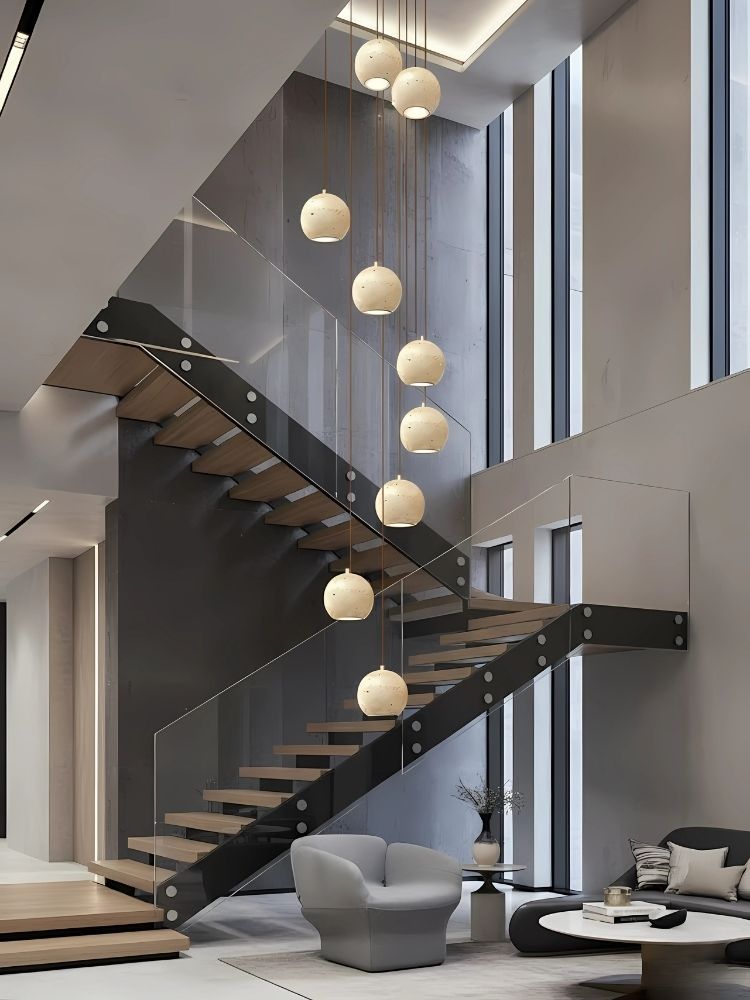 Orva Multi Globe Pendant Light for high ceiling staircase and foyer lighting