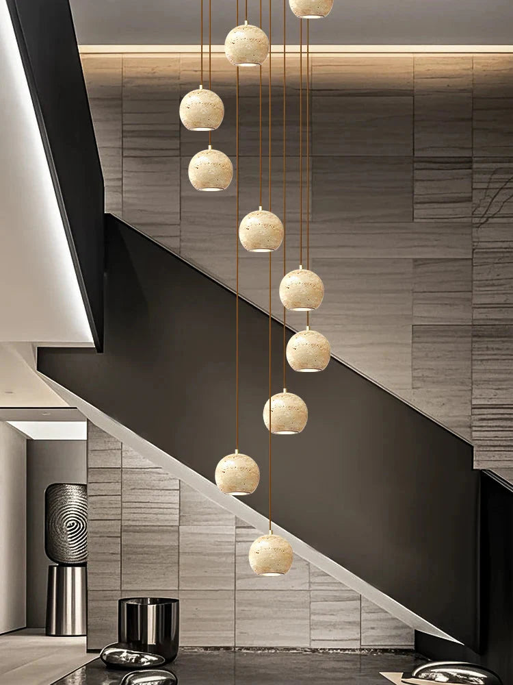 Orva Multi Globe Pendant Light for high ceiling staircase and foyer lighting