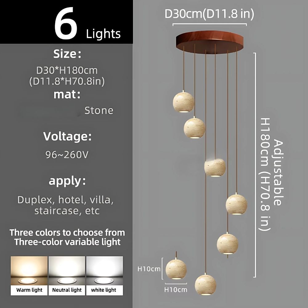 Orva Multi Globe Pendant Light for high ceiling staircase and foyer lighting