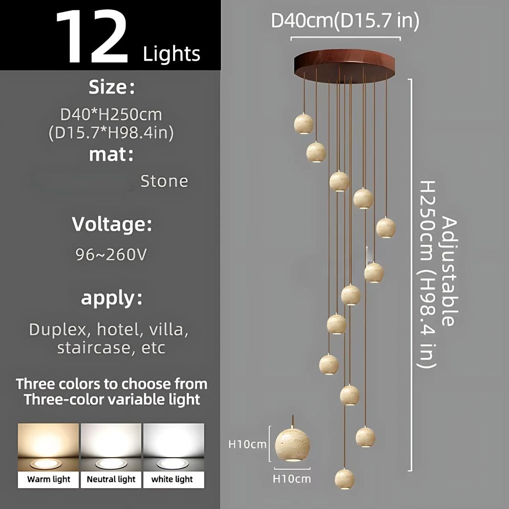 Orva Multi Globe Pendant Light for high ceiling staircase and foyer lighting