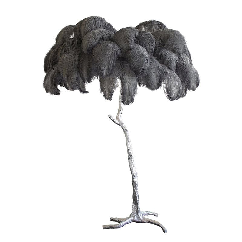 Ostrich Feather Brass Floor Lamp by Bling Lighting Studio