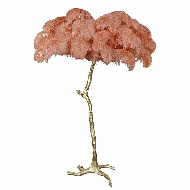 Ostrich Feather Brass Floor Lamp by Bling Lighting Studio