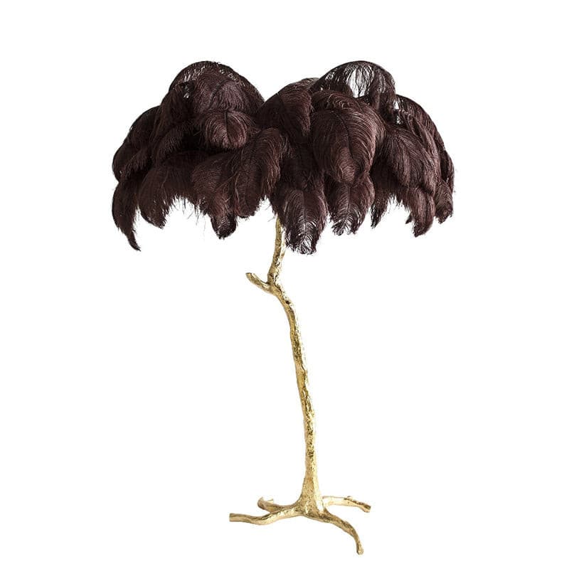 Ostrich Feather Brass Floor Lamp by Bling Lighting Studio