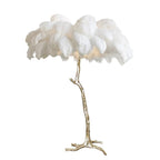 Ostrich Feather Brass Floor Lamp by Bling Lighting Studio