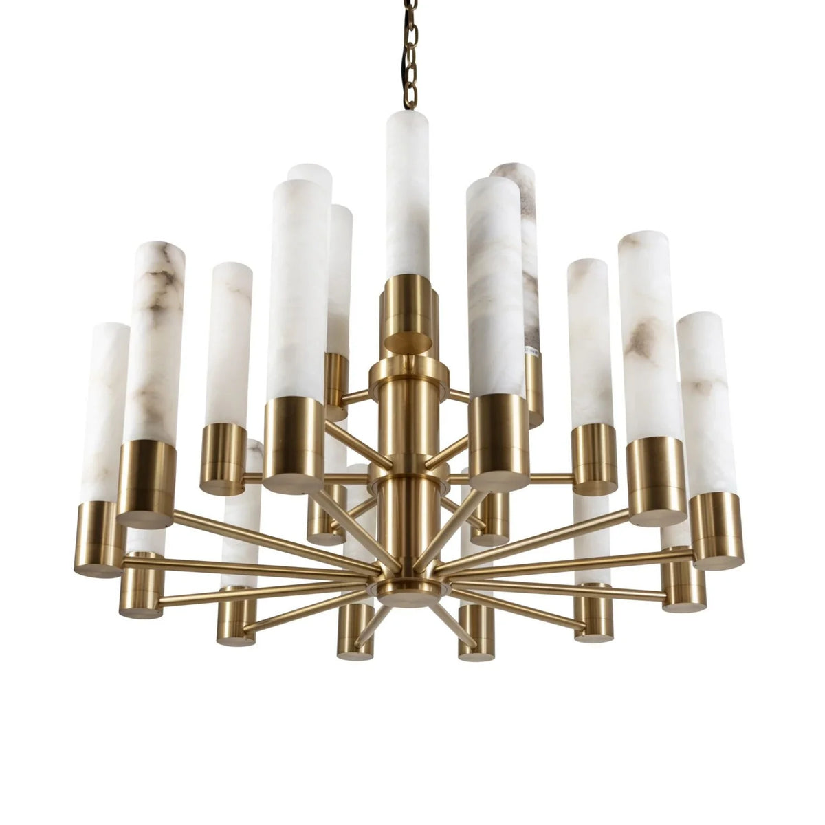 Orion Tiered Sputnik Alabaster Chandelier chandelier in a tall interior