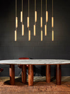 Palix Marble and Brass Chandelier for high ceiling staircase and foyer lighting
