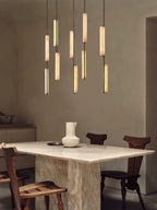 Palix Marble and Brass Chandelier for high ceiling staircase and foyer lighting
