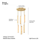 Palix Marble and Brass Chandelier for high ceiling staircase and foyer lighting