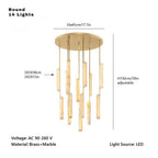 Palix Marble and Brass Chandelier for high ceiling staircase and foyer lighting