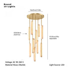 Palix Marble and Brass Chandelier for high ceiling staircase and foyer lighting