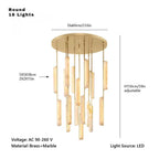 Palix Marble and Brass Chandelier for high ceiling staircase and foyer lighting