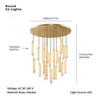 Palix Marble and Brass Chandelier for high ceiling staircase and foyer lighting
