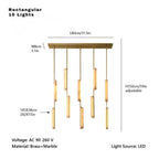 Palix Marble and Brass Chandelier for high ceiling staircase and foyer lighting